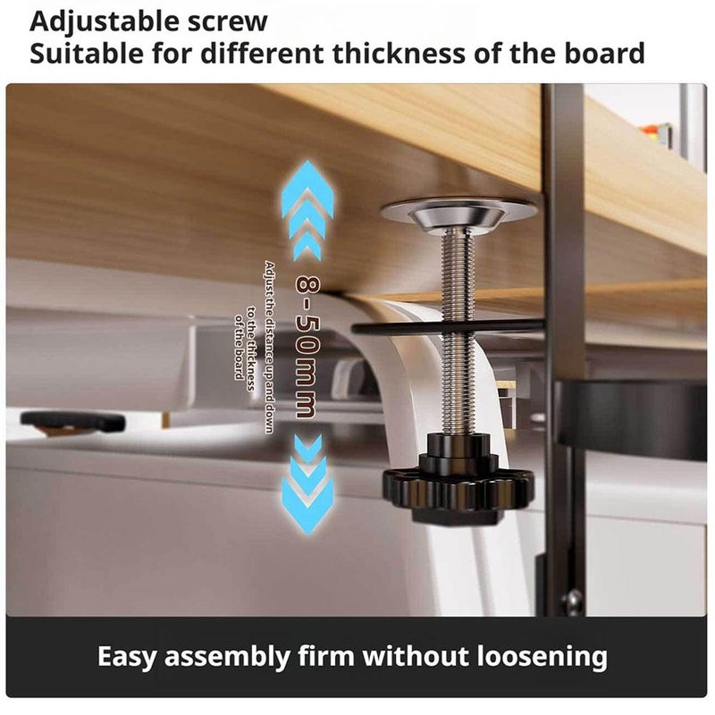 Desk Cup Holder With Headphone Hanger - Heavy Duty Metal Adjustable Rotating Anti-spill Table Cup Holder for Water Bottles,coffee Mug, Workstations & Gaming Desk Accessories (Upgraded white) - Image 4